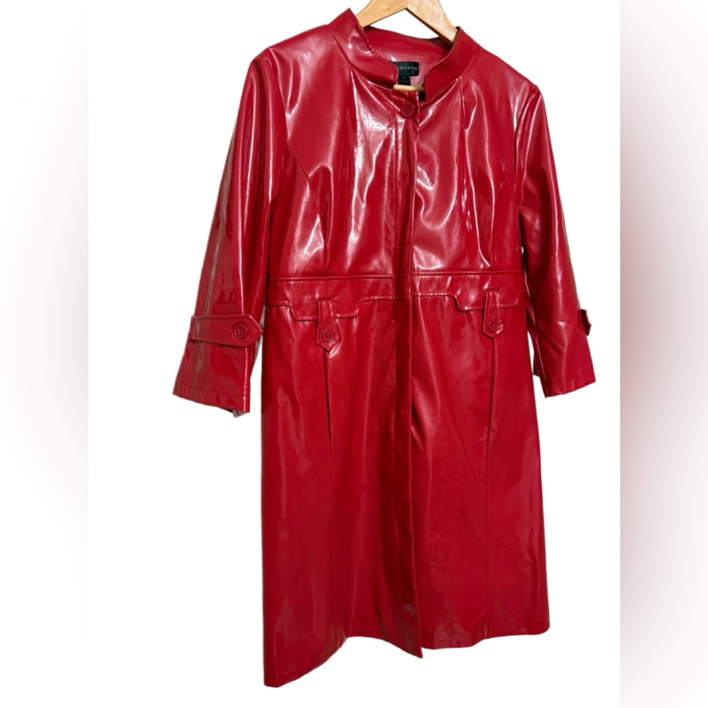 70’s Vintage Bagatelle red patent vinyl raincoat, great condition, size L